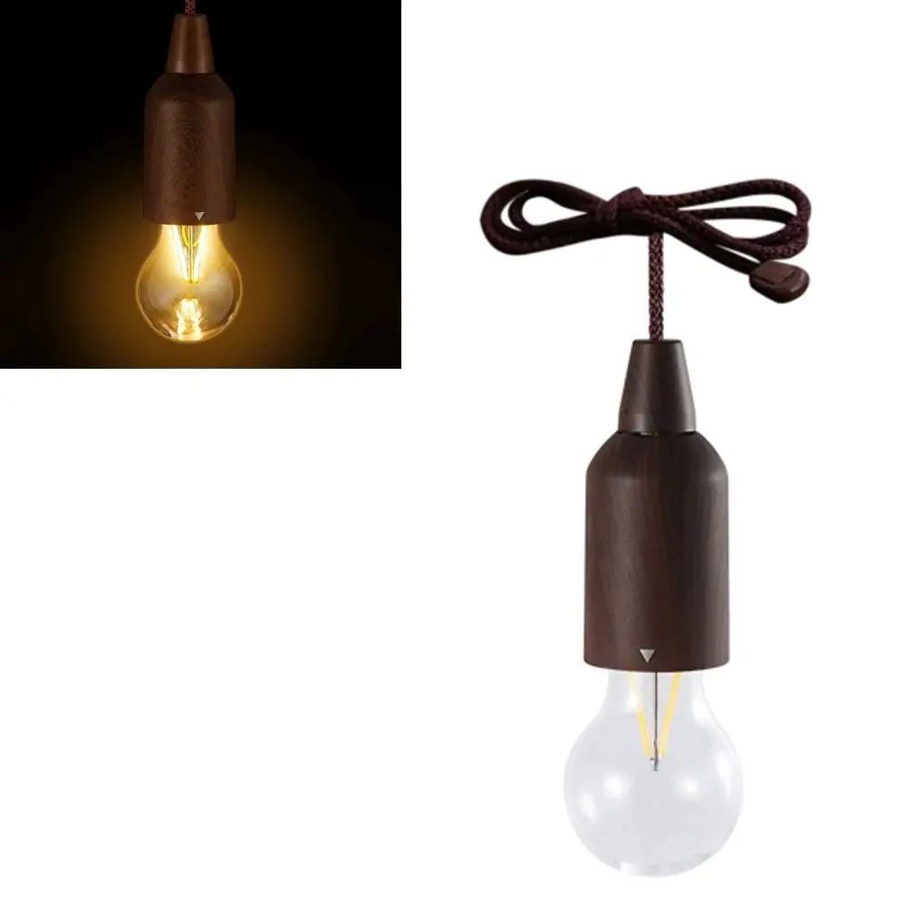 

Durable ABS, PC Pull Cord Light Bulb Portable Brown LED Pull Hang Bulb Pull String Hanging Bulb Room Decoration