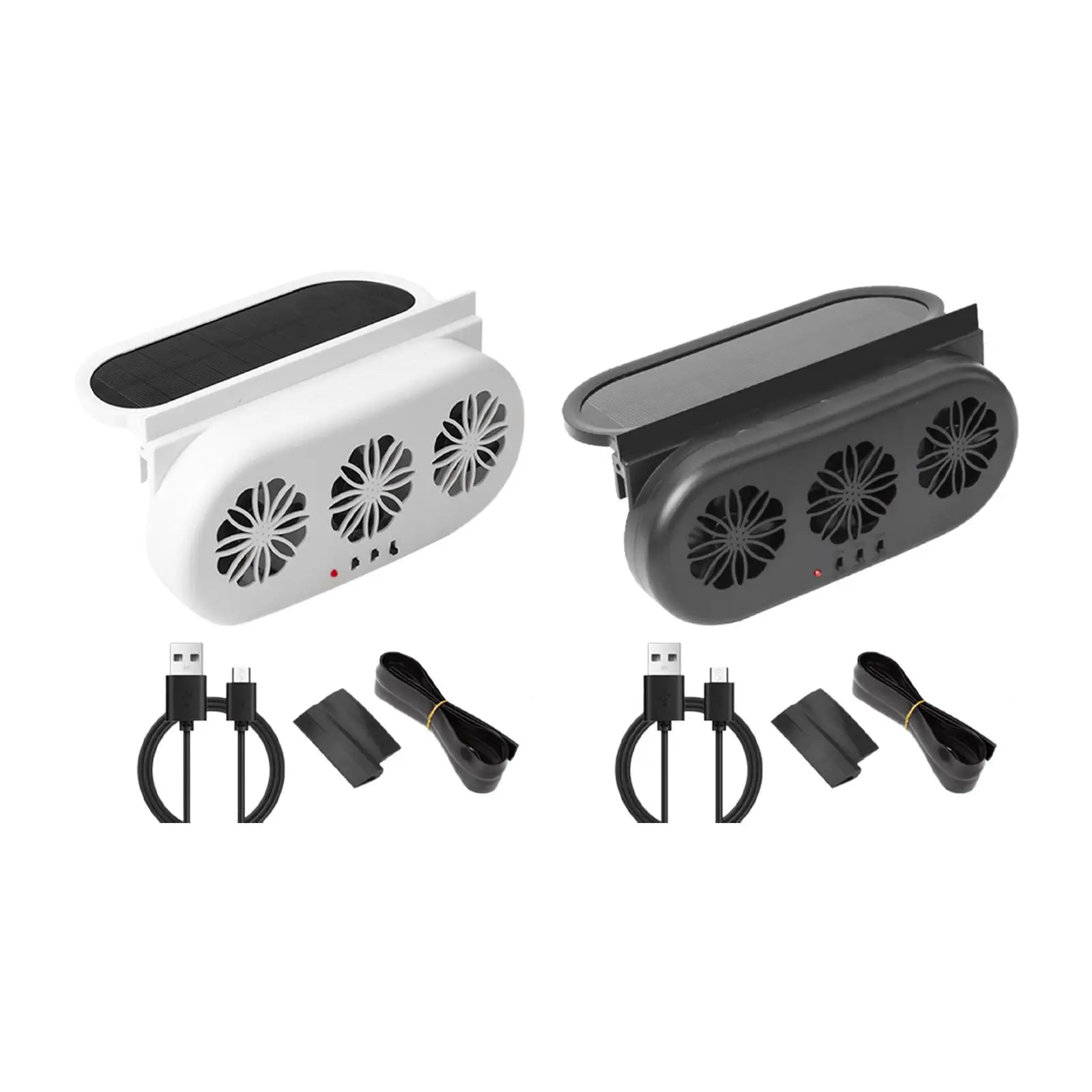 Air Purifier Radiator Fan with Three Air Outlet Car Solar Powered Window Exhaust Fan Vehicle Cooling Fan for Auto Summer