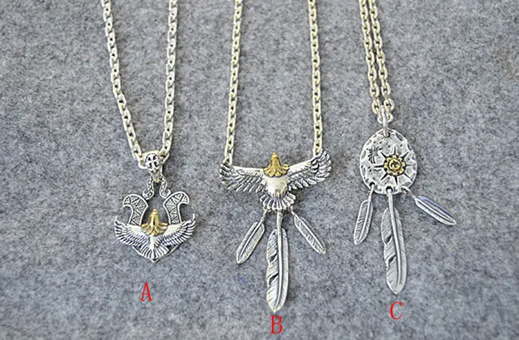

Silver Feather Eagle Necklace Pendant Men's Creative DIY Ethnic Fashion Sweater Chain Women's Vintage