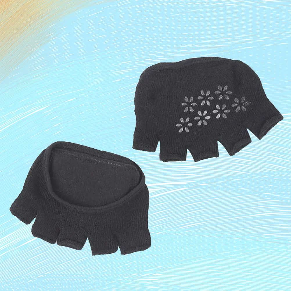 女性用通気性吸汗性ハーフソックス1足、ヒールレス、5本指、つま先が見える、水ぶくれ防止、前足部パッド、フットケアツール