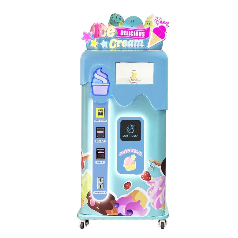Commercial Automatic Soft Ice Cream Vending Machine Smart Making Ice Cream Machine 28L/H For Shopping Mall 27 Inch Touch Screen