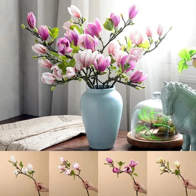 

A Sense Of Mastery Bract Bearing Simulation White Magnolia Flower Home Living Room Dining Table Wedding Decoration Multicolor