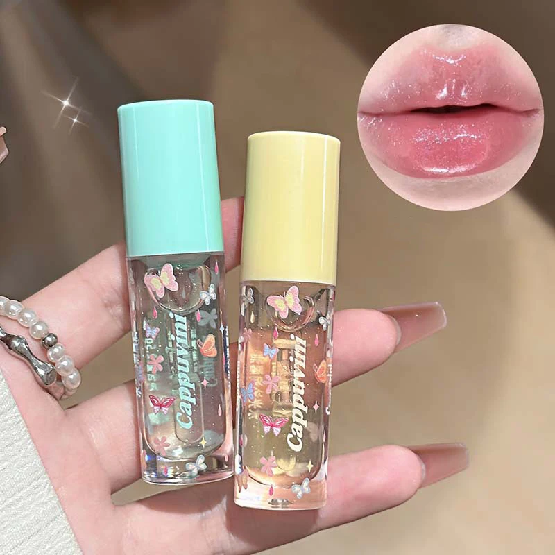 1/3Pcs Cappuvini Moisturizing Lip Gloss Water Light Shimmer Jelly Crystal Clear Hydrating Plumping Lip Makeup Mirror Glaze