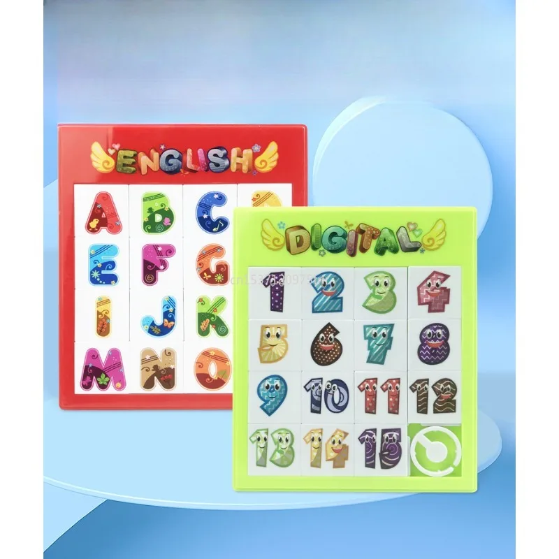 1pcs New Children Number Alphabet Slide Puzzle Toy Educational Toys for 6-8 Year Old Kids 3D Board Improve Intelligence Supplies