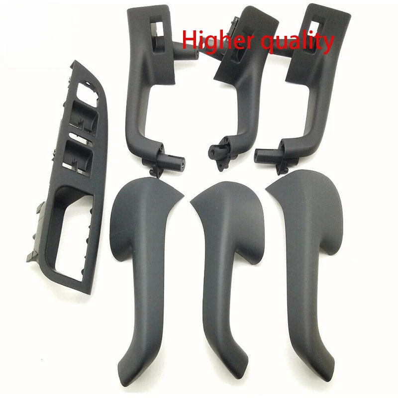 7PCS Black Interior Handle Door Grab Window Switch Bezel Cover For Golf 5 GTi-MK5 Jetta Inner Armrest 1K0868040B