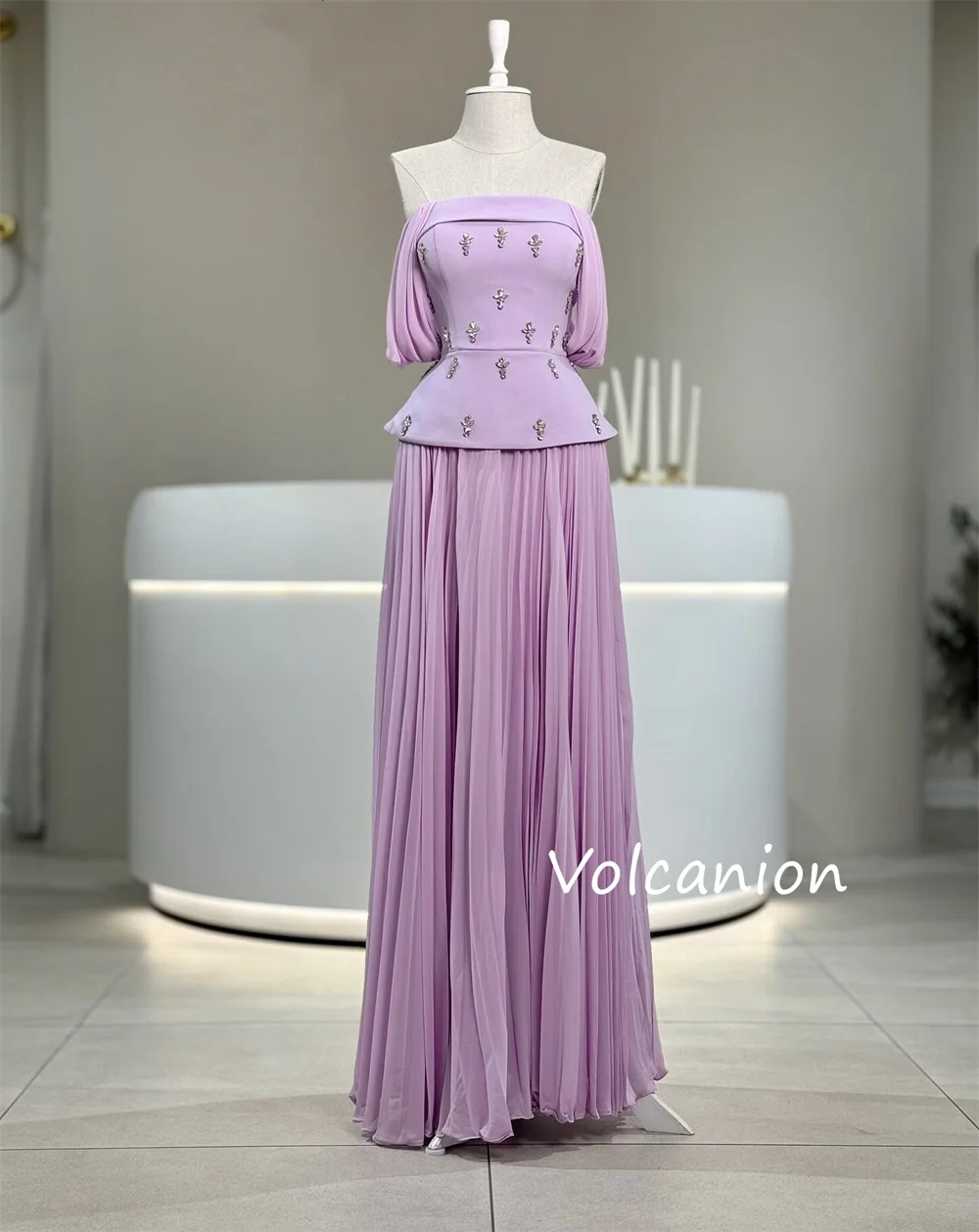Customized High Quality Jersey Pleat Sequined A-line Off-the-shoulder Long Dresses Bespoke Occasion Quinceanera Exquisite