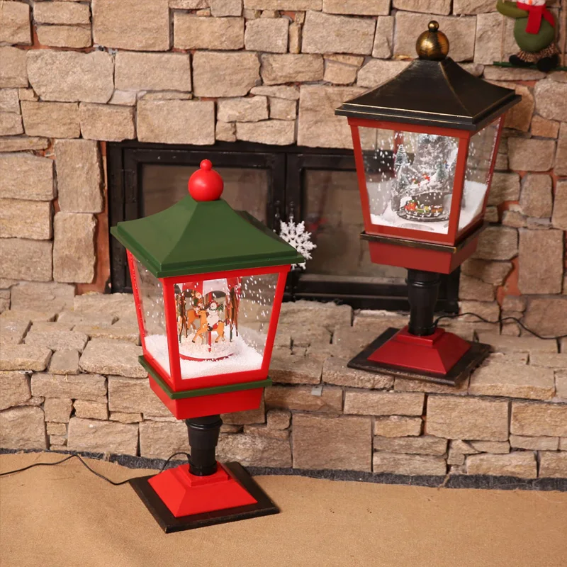 Christmas Decoration Snow Lamp Decoration Crafts Elderly Snowman Carousel Snow Scene Layout Lights Christmas Decoration Supplies