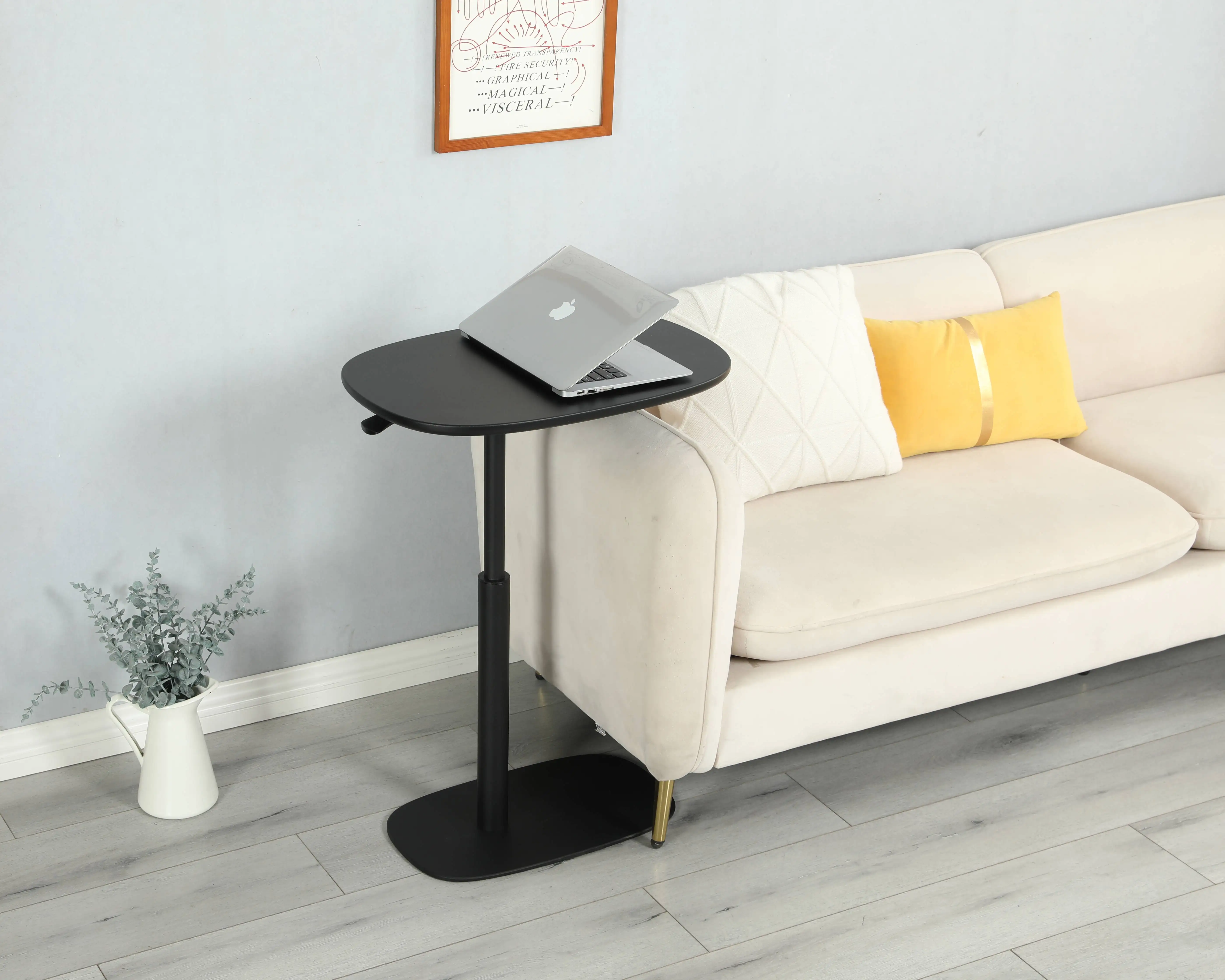 

ADA Furniture Minimalist 360° Rotatable Gas Spring Height Adjustable Side Desk Stability Coffee Table for Home Living-Room