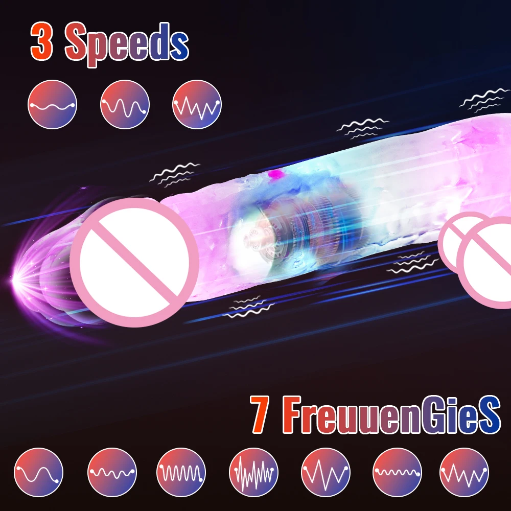3 Sizes Realistic Jelly Dildo LED Big Dick Vibrator Anal Sex Toys Vibrating Soft G Spot Vaginal Stimulator for Women Gay Adult - Image 2