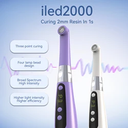 VRN iled2000 Dental LED curing light 1s/2mm resin 10W lamp 2500mw/cm² wireless charging 3 modes blue led light 420-515nm