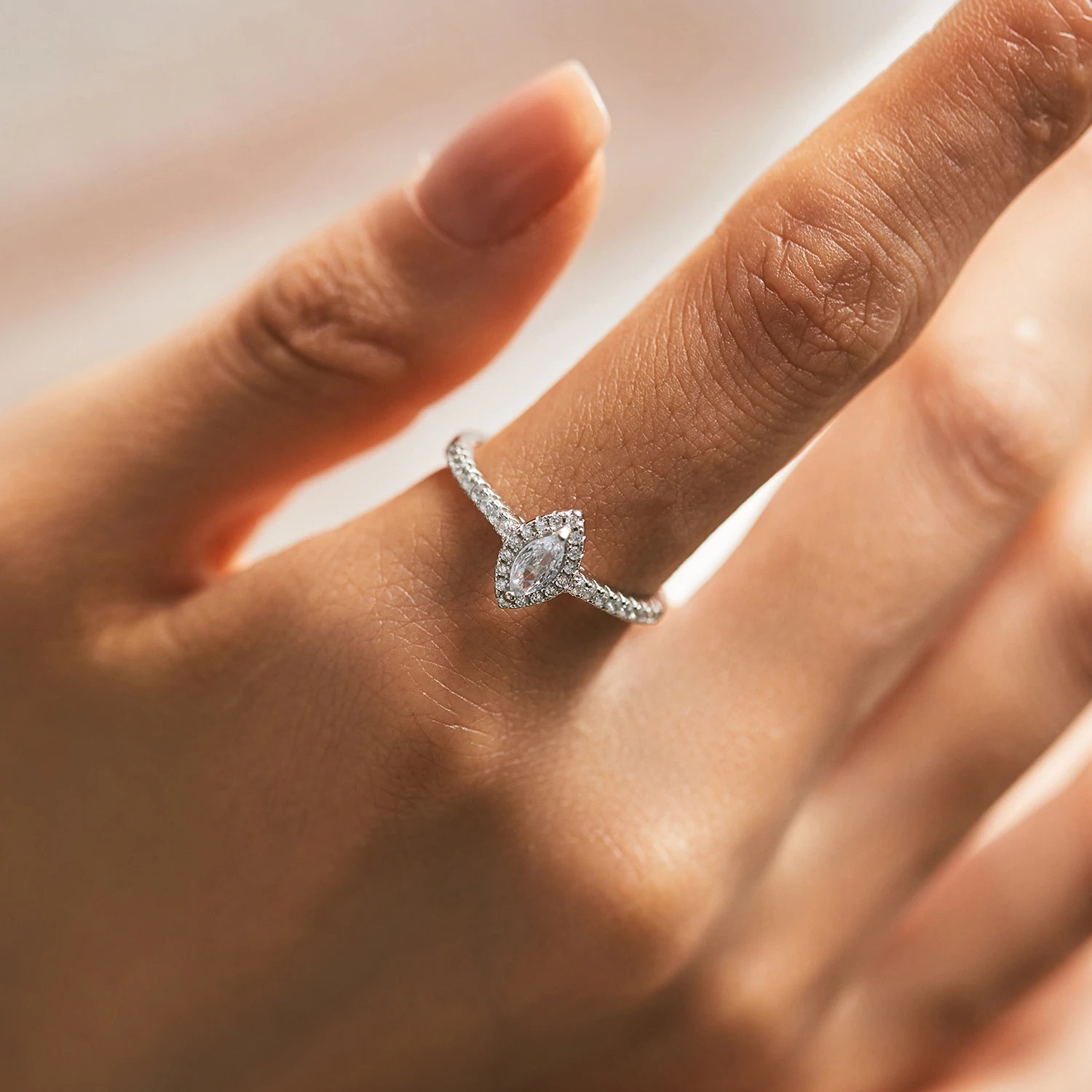 Women's MODIAN Luxury Marquise Cut CZ Ring, Engagement Gift