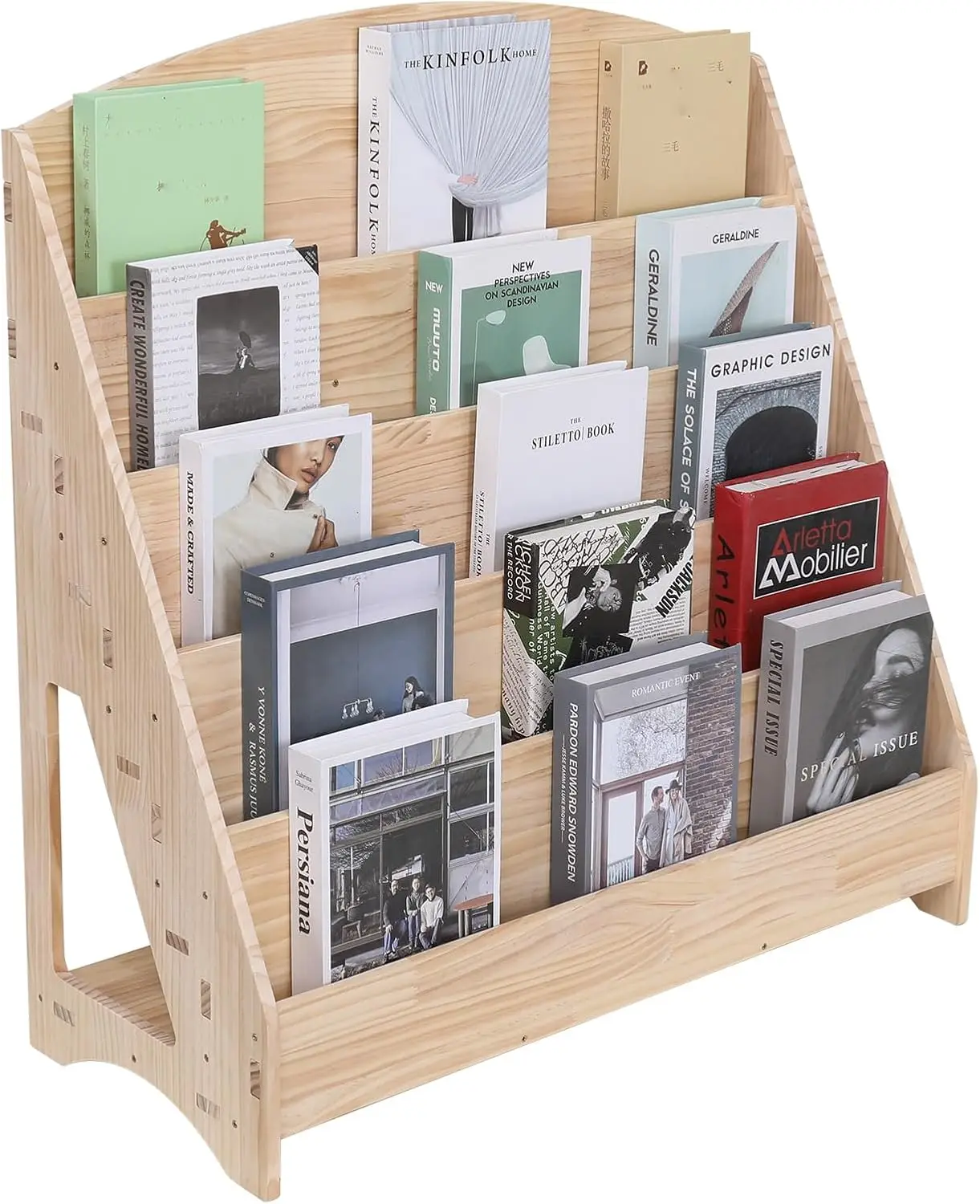 Toddler Book Shelf Organizer Single Sided Book Rack Display with Toy Storage, Children Baby Classroom Bookshelf, Kids Room bookc