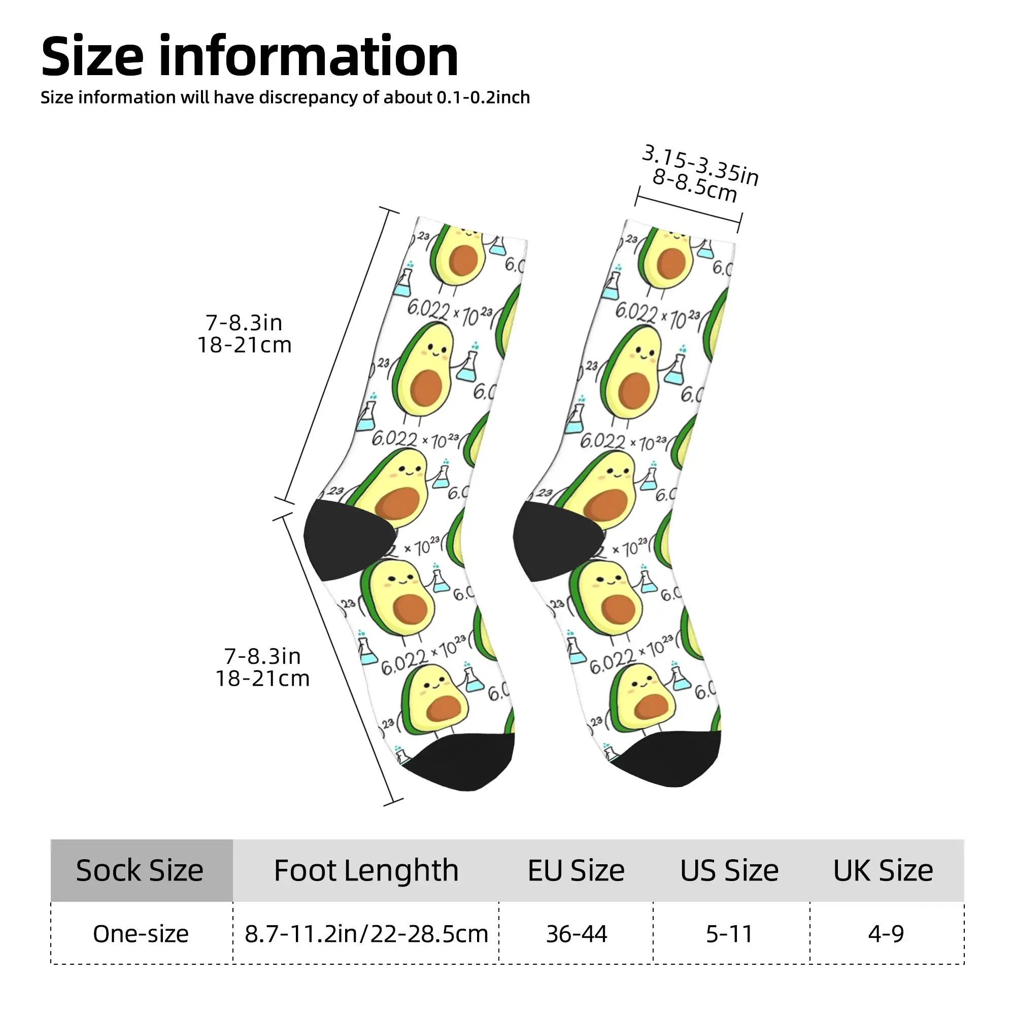 Avogradro عدد Pun لطيف الأفوكادو الكيميائي الجوارب الخريف جوارب العصرية الرجال جوارب ناعمة الرسم الرياضة في الهواء الطلق المضادة للانزلاق الجوارب