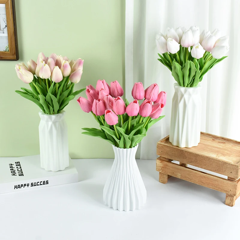 5/10Pcs Artificial Flower Tulip PU Simulation Tulip Bouquet Wedding Bridal Shower Party Home Decoration Real Touch Fake Flower