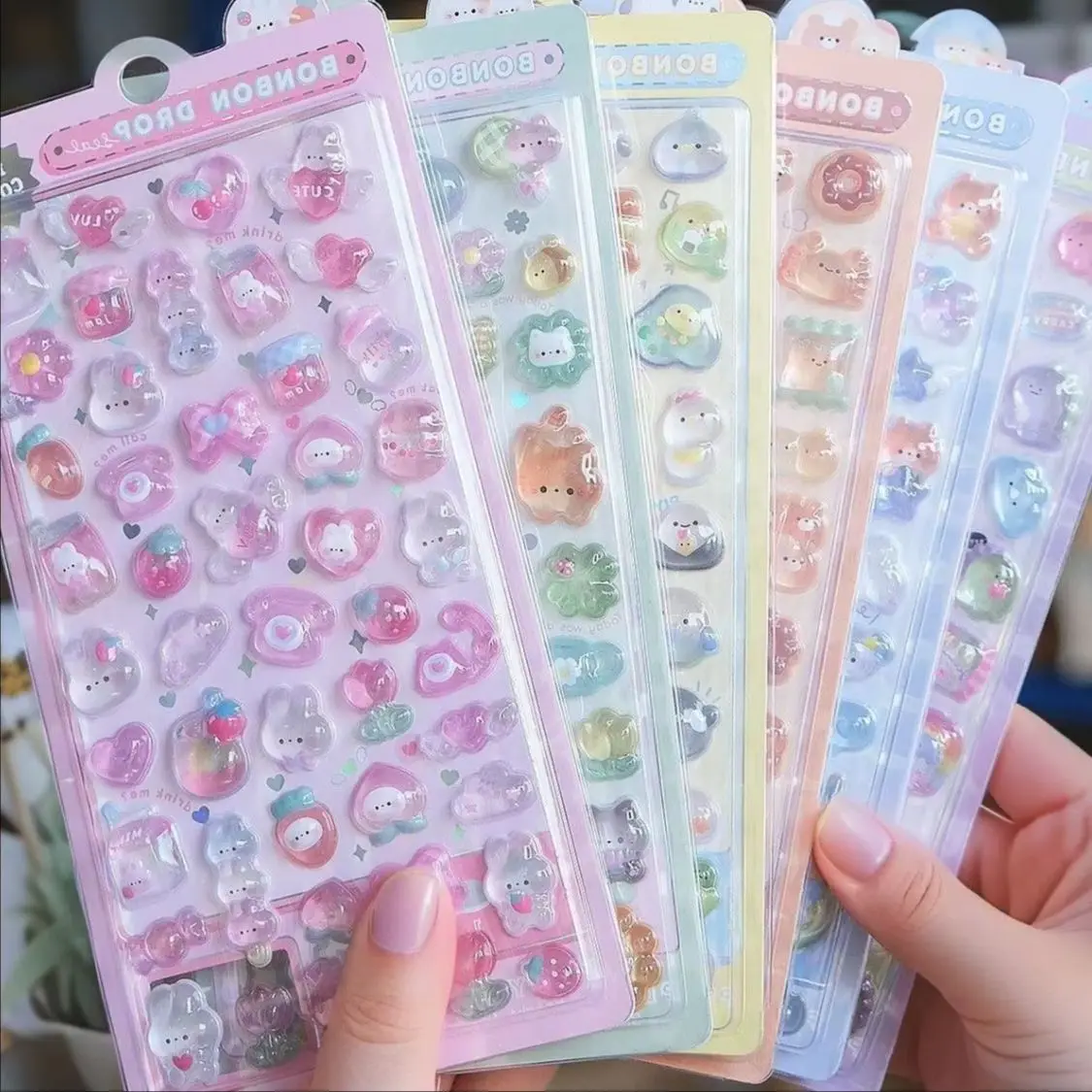 Cartoon @3D Relief Drop Stickers Cute Animals Candy Ghost Scrapbooking Diy Journal Stationery Sticker Deco School Office Supplie