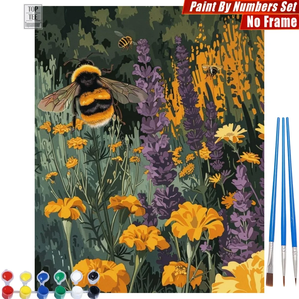 

Набор цифровых масляных красок Vivid Natural Bees - «Пчёлы среди полевых цветов». Качественный подарок для садовода на Новый год, для семейного досуга.