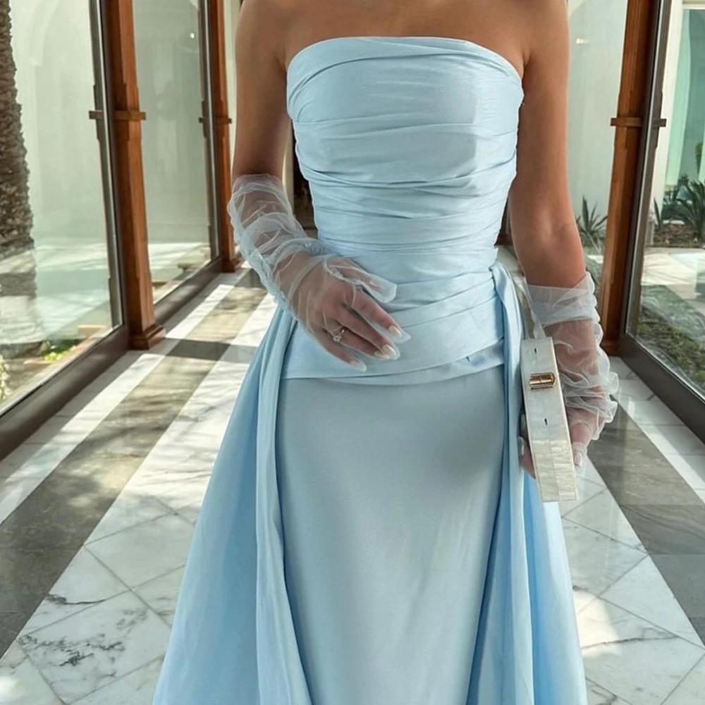 Customized High Quality Jersey Straight Detachable Sleeve Evening Dress Delicate Floor Length vestidos para mujer Custom Made