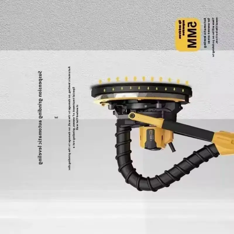 ماكينة تلميع الحائط الكهربائية بدون فرش 220 فولت، عمود طويل، ماكينة صنفرة خفيفة مزدوجة مع معجون لتحسين المنزل