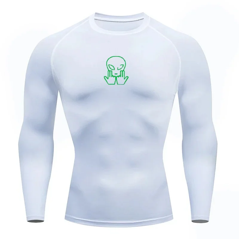 تي شيرت ضيق للرجال للجري وضغط تي شيرت مضغوط للصالة الرياضية واللياقة البدنية والركض بأكمام طويلة قميص رجالي غير رسمي