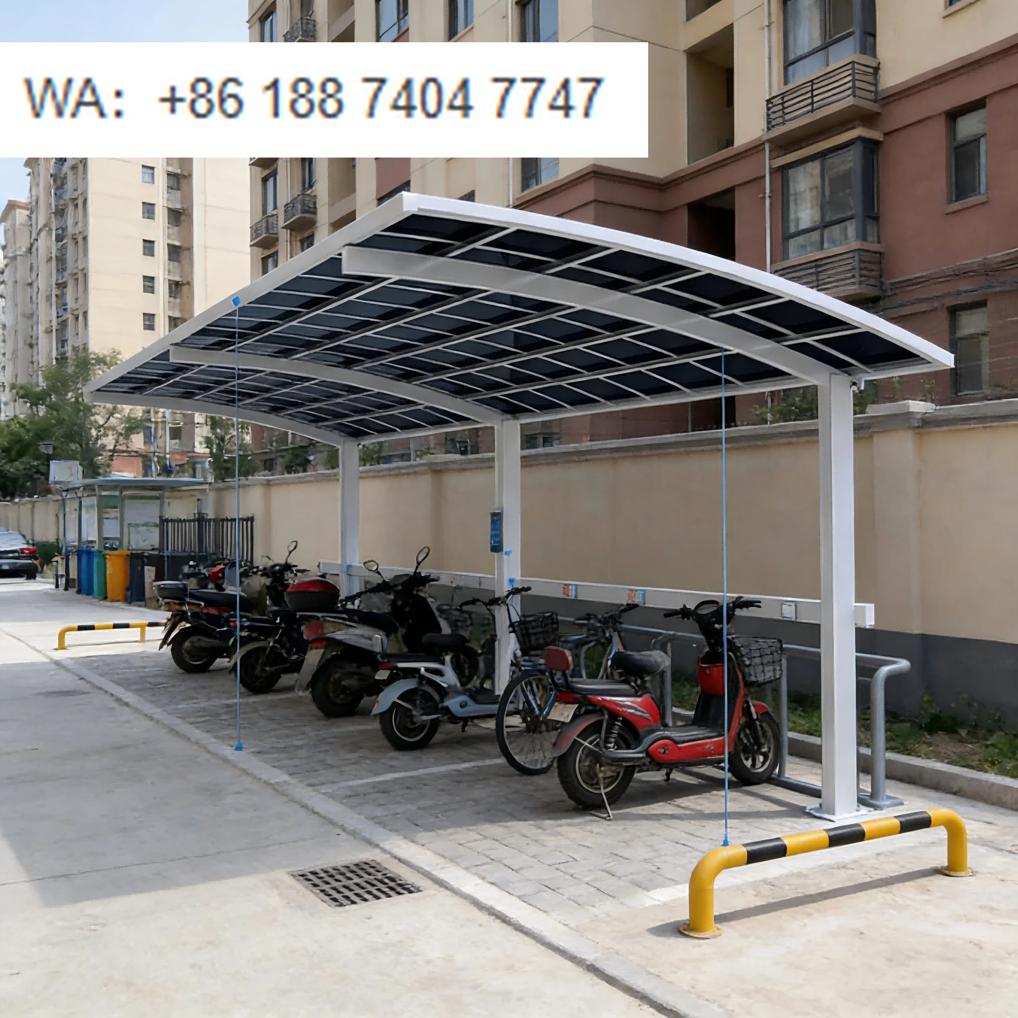 

Modern Look 2 Car Carport with Clear Polycarbonate Canopy, Aluminum Frame Shelter for Residential Driveway and Garden