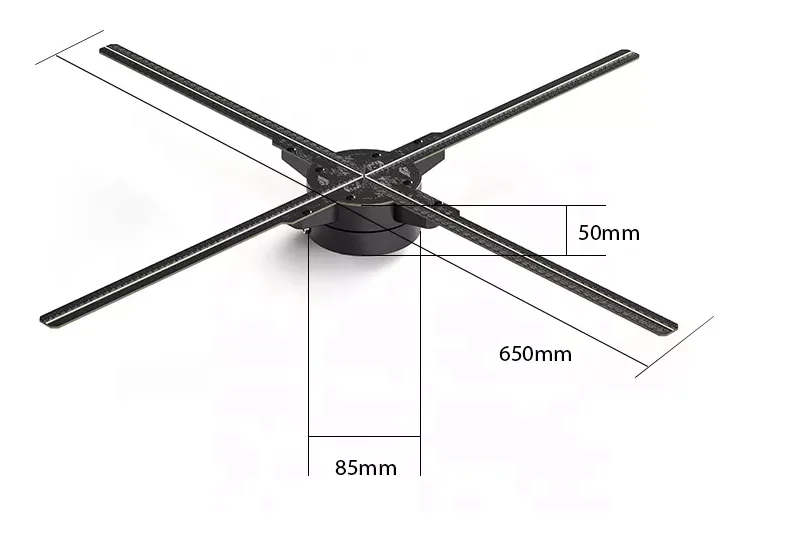 OEM 65 75 CM Olograma Screen Digital Player Video Signage Lcd 3D Display Led Advertising Holographic Projector Wifi Hologram Fan