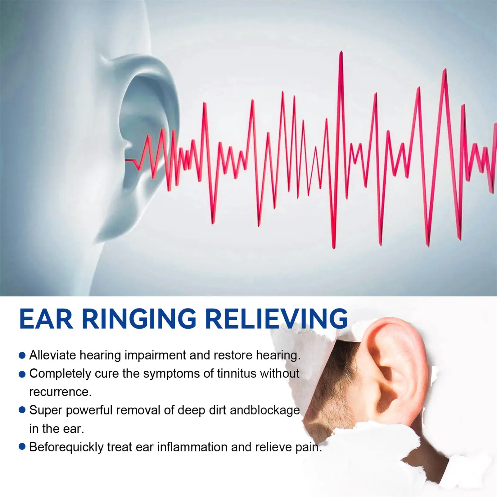 60ml Tinnitus Relief for Ringing Ears Quick Dry Formula Ear Cleaning Solution for Men Women Adults Elders