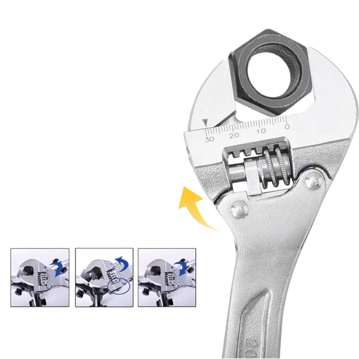 LIYU Ratchet Quick Adjustable Wrench 200mm, Large Opening Multi-function Wrench for Plumbing & Household Repair