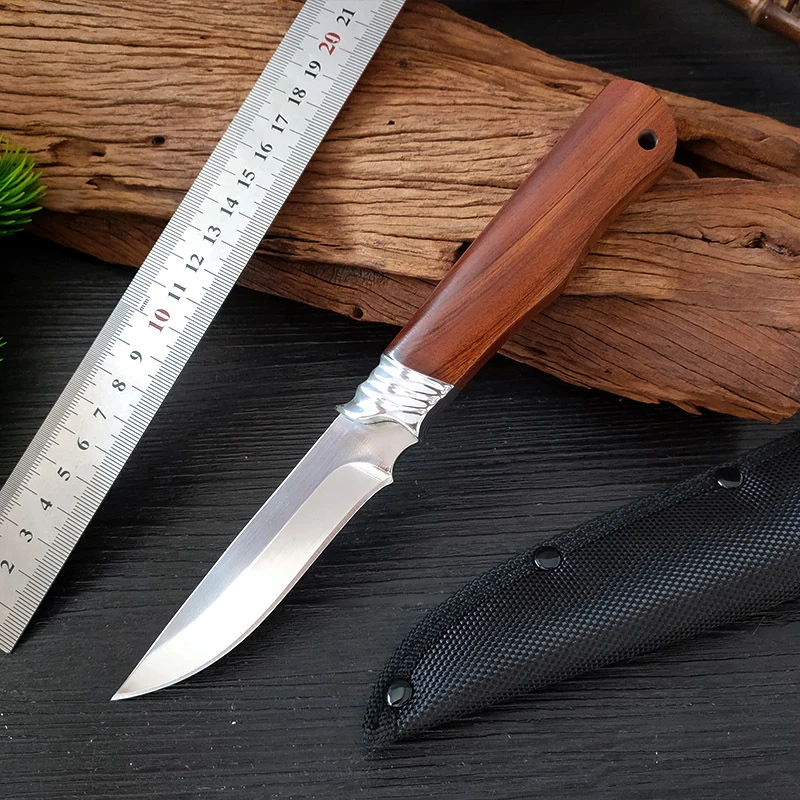 Resin Mahogany Handle  Knife, Stainless Steel Utility Knife Portable Fruit & Vegetable Cutter for Daily Use