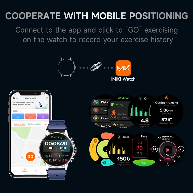 2025IMIKI HOLO ULTRA SmartWatch 1.6 "AMOLED 1000Nits Monitoramento de Saúde IP68 Suporte 100+ Modos Esportivos Presentes de Temporada de Graduação