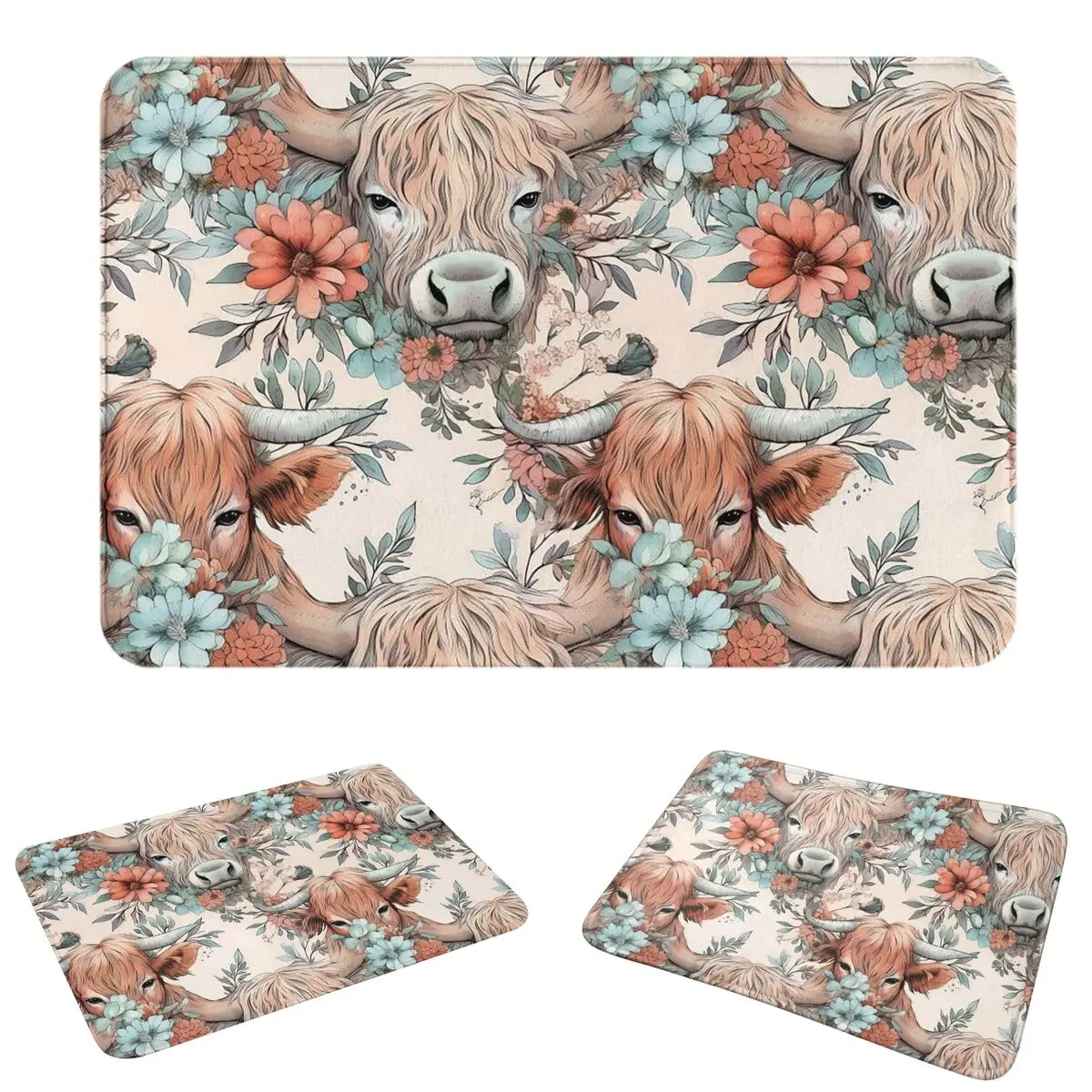 Paillasson à motif de vache, tapis anti-poussière, tapis de sol pour cuisine, entrée, maison, chambre à coucher, tapis de sol.