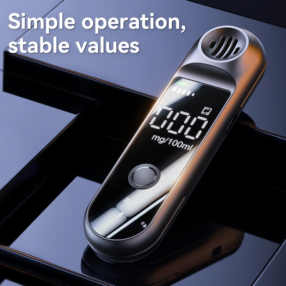 High-precision non-contact alcohol tester with an LED high-definition display. Portable, breath-based, safe after-drinking detec