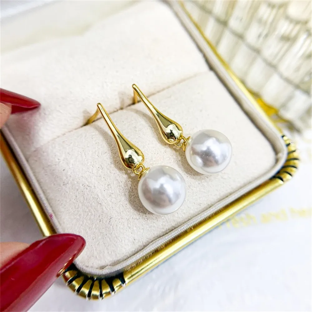 DIY Pearl Mini Accessories S925 Pure Silver Ear Stud Empty Holder Gold Silver Earrings Fit 8-13mm Round E271