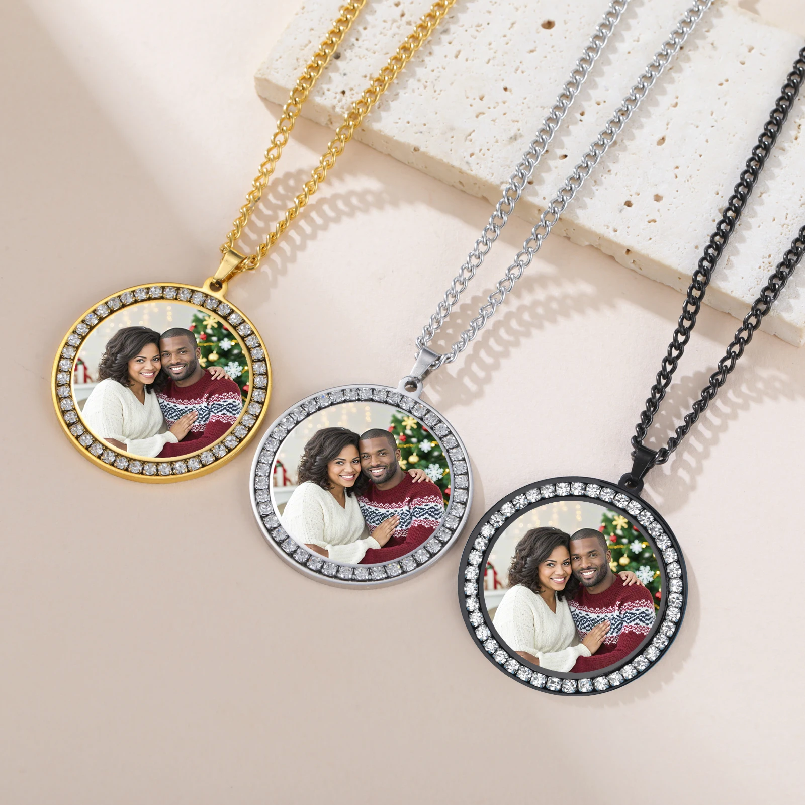 COOLTIME Personalisierte Foto-Halskette, personalisierte Erinnerungsmedaillons, Bild-Anhänger-Halskette, Schmuck, Geschenk für Sie und Ihn – Detail 7