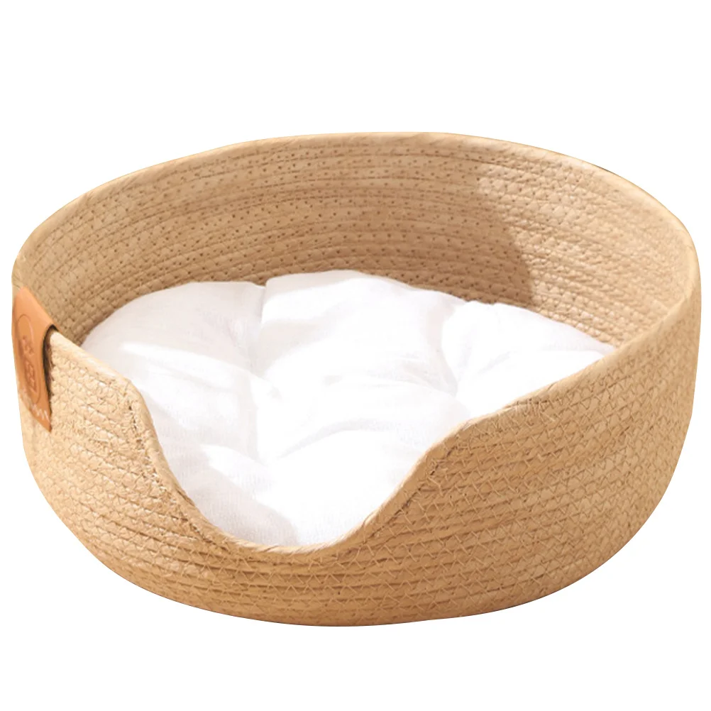 

Pet Sleeping Nest Woven Cat Bed Summer Cooling Pad for Cats and Small Dogs Durable and Comfortable Gift Choice