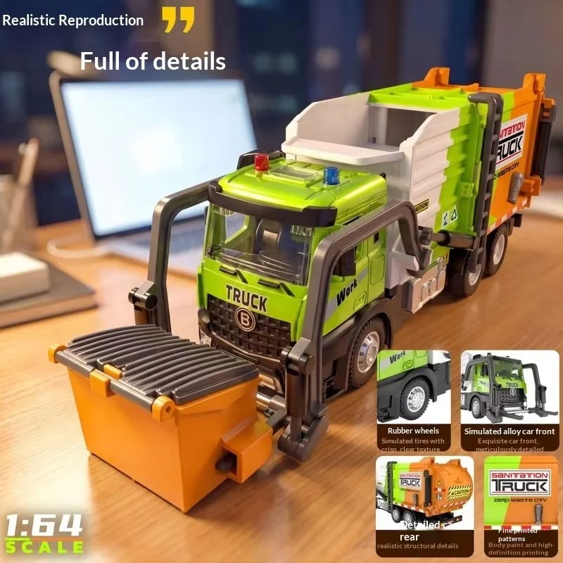 Remote Control 1 64 Scale Alloy Sanitation Garbage Truck Electric Simulated Engineering Vehicle Hobby Collection