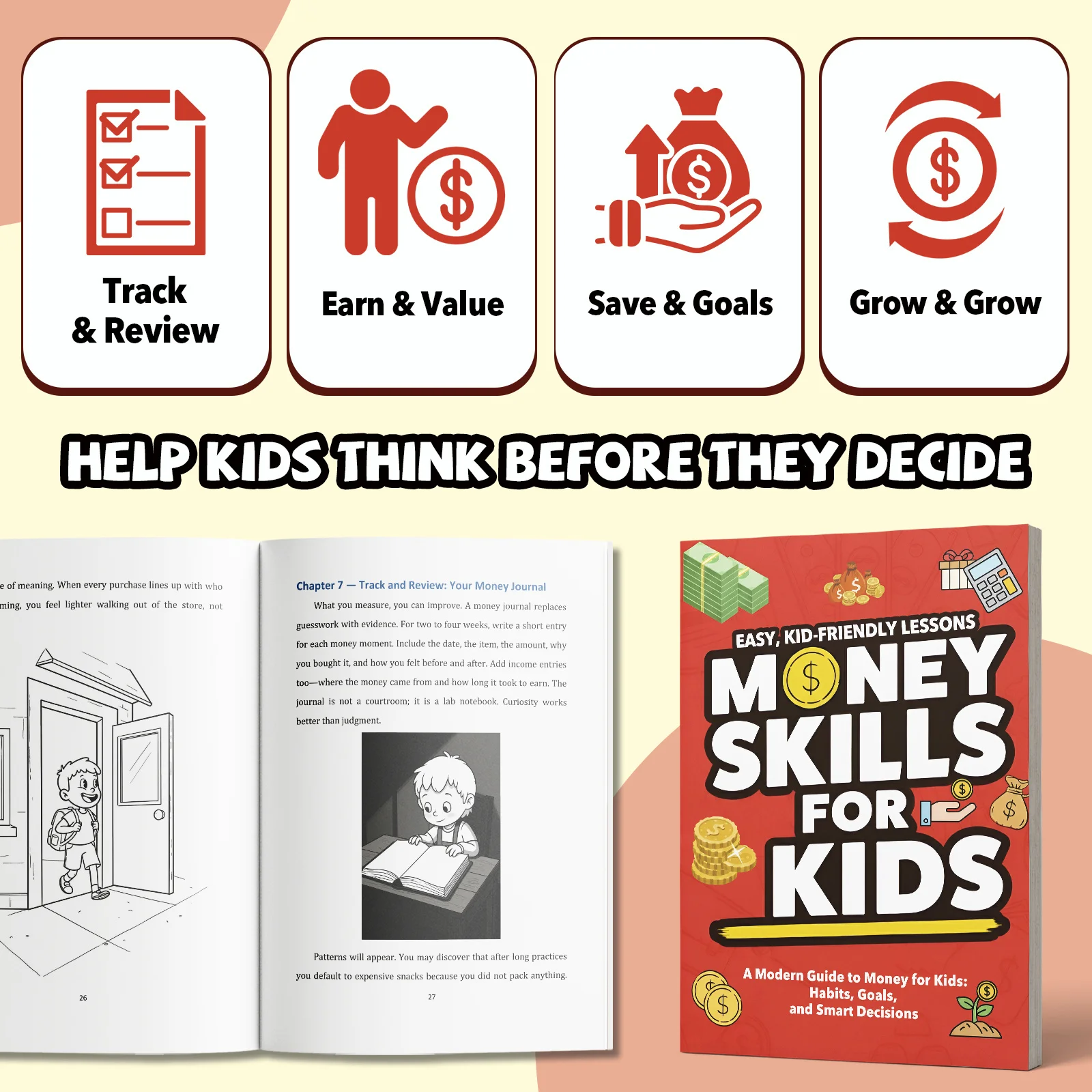 Money Skills for Kids Financial Literacy Growth Book for Kids, Money Journal, Saving Awareness, Goal Setting, Budget Basics view 5