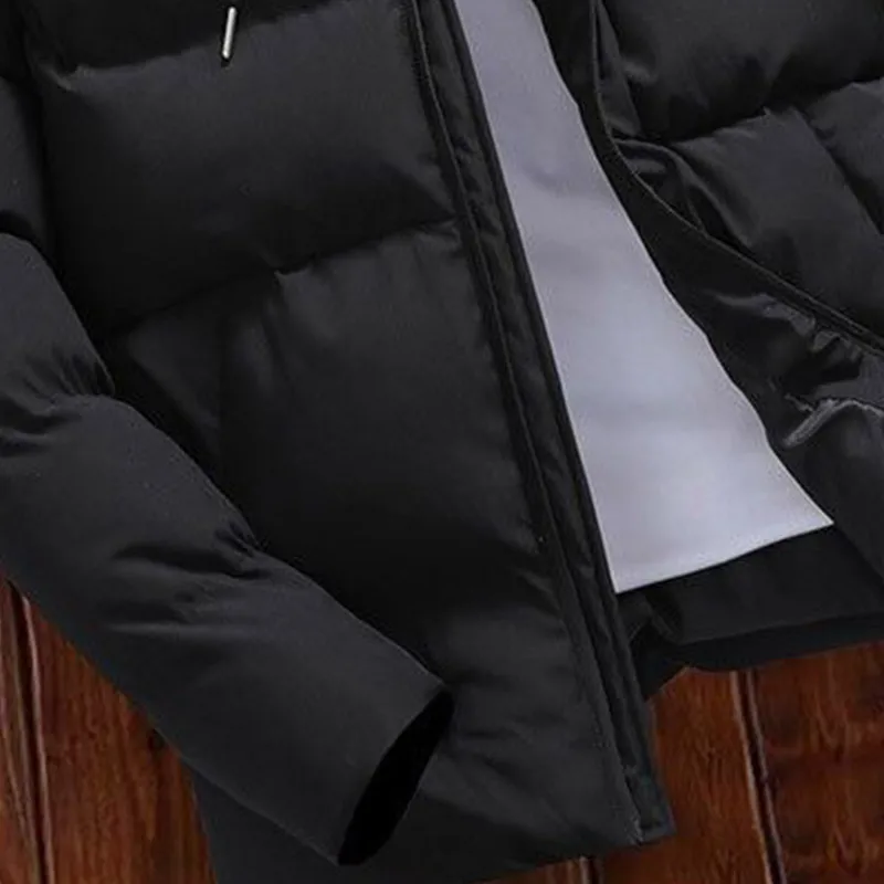 Harajuku Parkas de manga comprida masculina, Tops finos, casacos engrossados casuais com zíper, roupas soltas, inverno, moda KPOP
