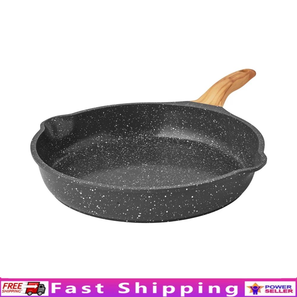

Nonstick Cast Aluminum 12 Inch Frying Pan Floral Accent Dishwasher Safe Versatile Cookware Kitchen Essential Breakfast Fish
