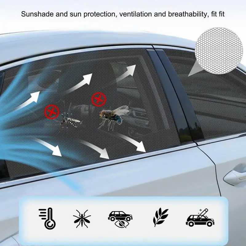 Parasol de protección UV para coche, cortina de 4 o 2 piezas, cubierta de mosquitera para ventana lateral delantera y trasera