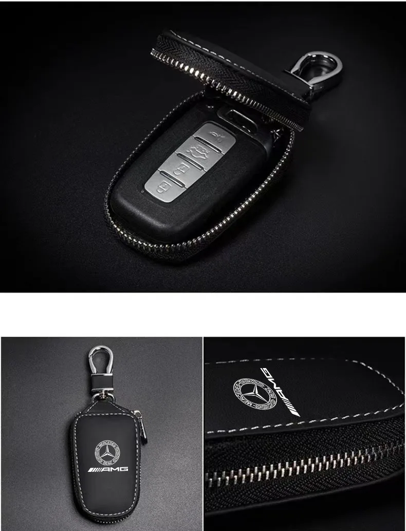 For Mercedes Benz AMG W212 W205 W204 W211 W213 W222 Leather Car Remote Key Case Cover Key Wallet Key Bag Auto Accessories