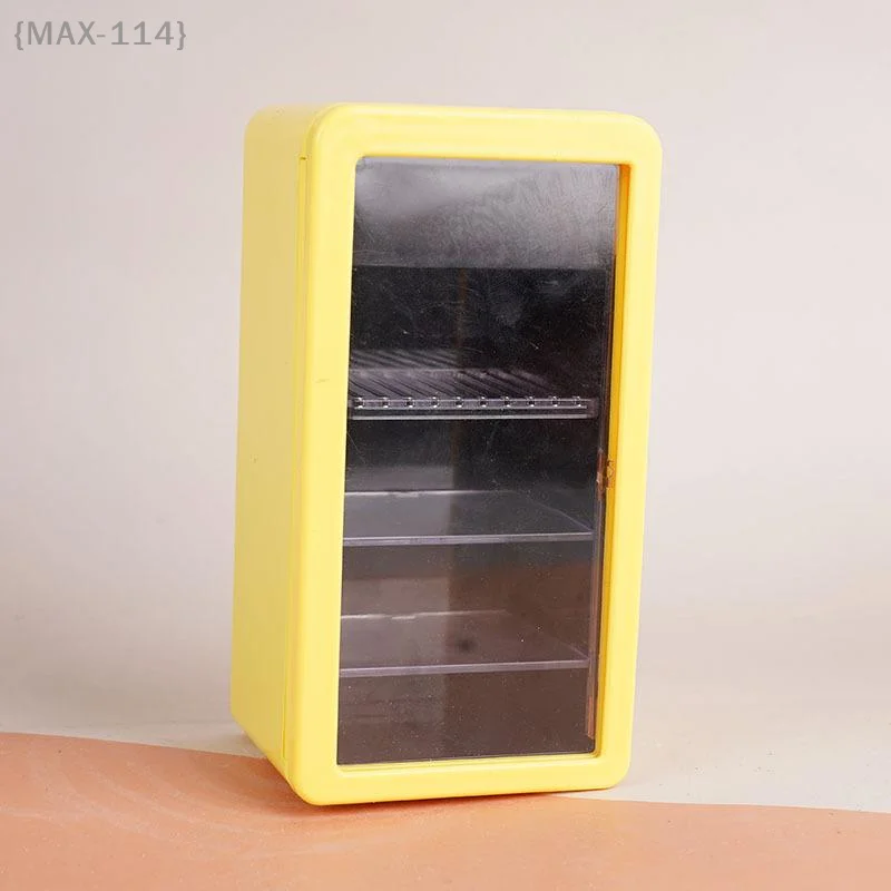 {MAX-114}  1:12 Dollhouse Miniature Refrigerator With Canned Drinks, Beverage Cabinet Model For Pretend Play