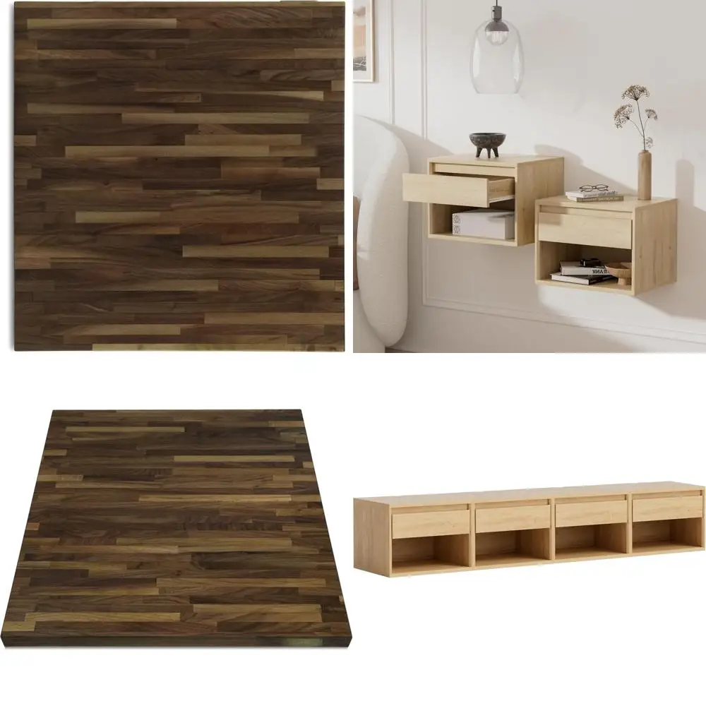 

Reversible Walnut Hardwood Kitchen Countertop, Polished on Both Sides, Premium Solid Wood Slab for Home Cooking Surfaces