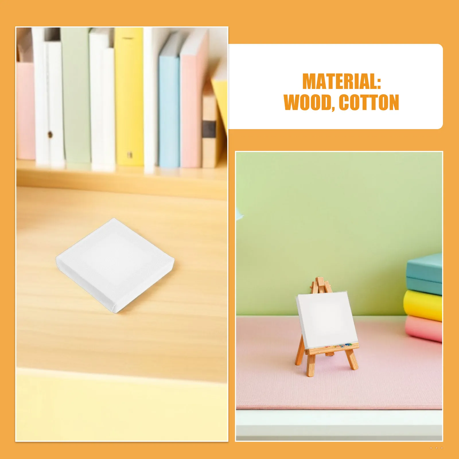 14Pcs 5x5cm Mini Framed Canvas Blank Premium Cotton Mini Picture Frames for DIY Art Display Table Top Vintage Decor