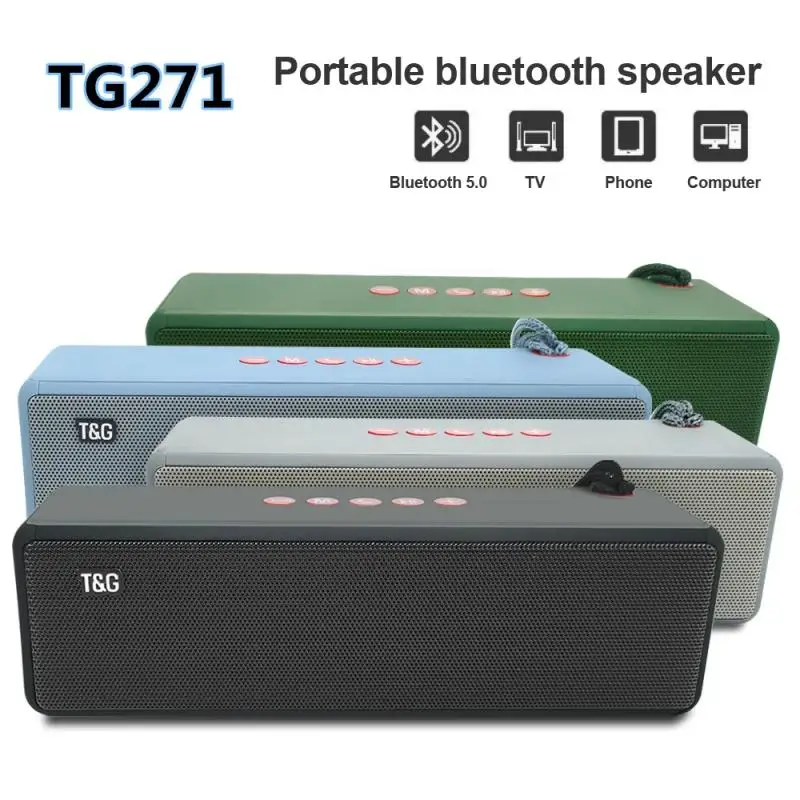 2400mAh TG271 Bluetooth Speaker Portable Wireless Speakers Loudspeaker Waterproof Outdoor Bass Column Sound Box USB TFcard FM