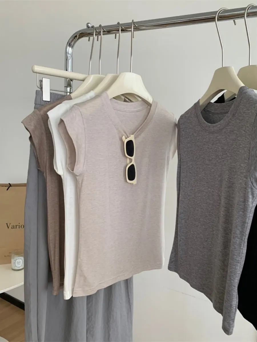 

Y2K Women Summer Thin Short Sleeve Xiaofei Sleeve Tshirt Slim Versatile Shoulder Short Top