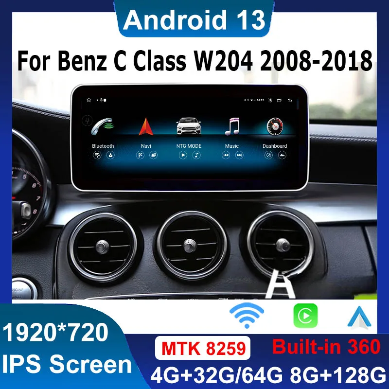 

Multimedia Screen Video Player GPS Navigation For Mercedes Benz C Class W205 S205 Android 13 Car Wireless Carplay Auto Touch 4G