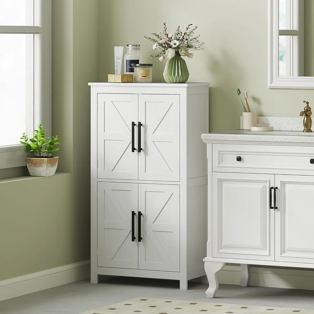 

Farmhouse Bathroom Storage Cabinet with 4 Barn Doors, Bathroom Floor Cabinet, Kitchen Cabinets