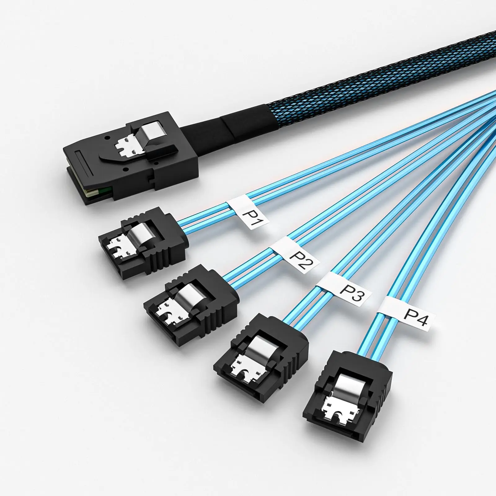Mini SAS to 4 SATA Cable, SFF-8087 Forward Breakout Cable, 36 Pin Host to 7 Pin SATA Target, Internal SAS to SATA Fan-Out Cord C