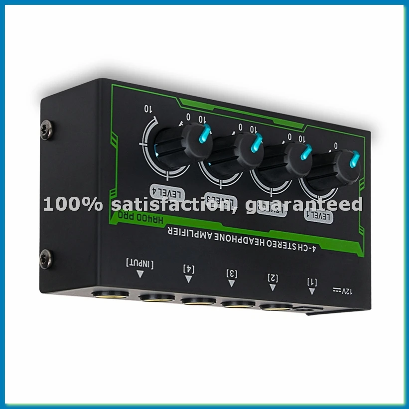 Headphone Amplifier 4 Channel Stereo Audio Amplifier Mini Headphone Splitter for Live and Recording Studio EU Plug-ROWI