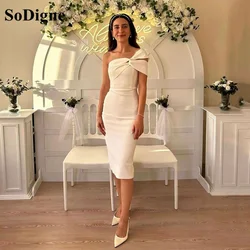 SoDigne charming One Shoulder Prom Dresses For Wedding Party Tea Length Formal Occasion Gown Engagement banquet Bride Dress